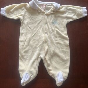 Vintage Yellow Baby One Piece with White Accents
